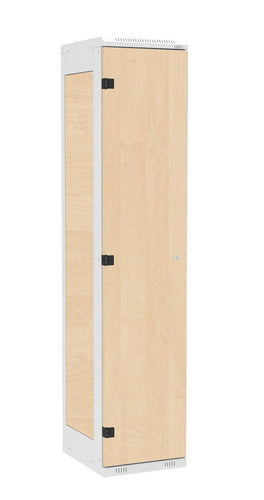 Garderoben-Schrank 1-türig , Türe: Holz Birke 1715 BS, Farbe Rahmen: Metall grau RAL 7035