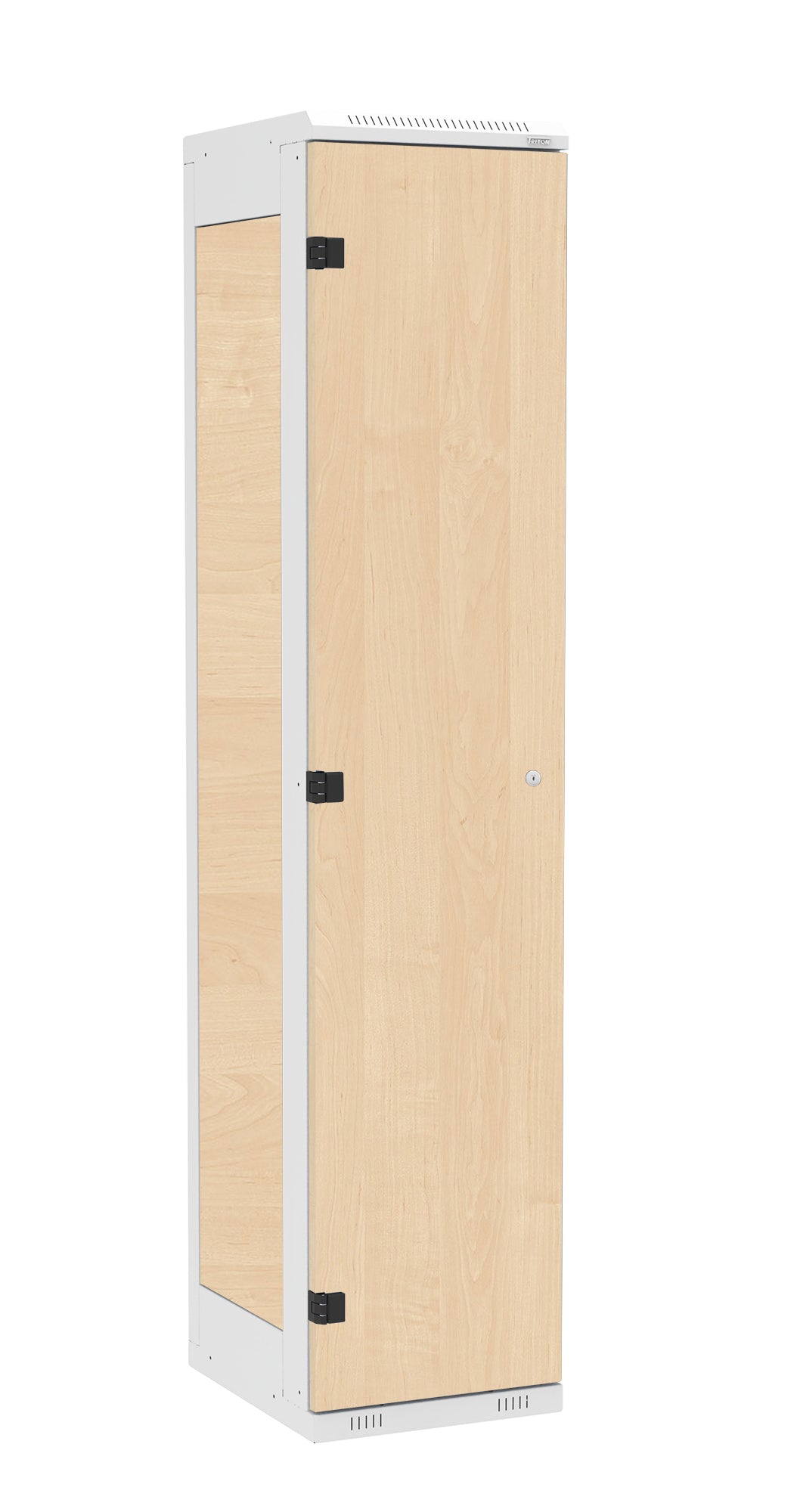Garderoben-Schrank 1-türig , Türe: Holz Birke 1715 BS, Farbe Rahmen: Metall grau RAL 7035