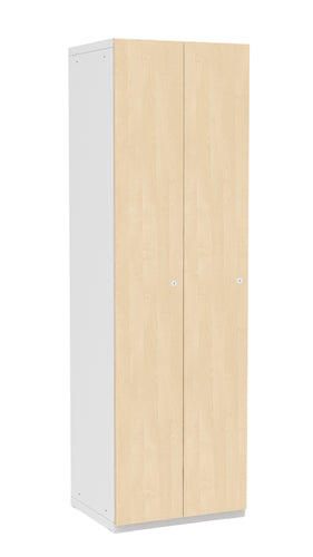 2-teiliger Garderoben-Schrank , Türe: Holz Birke 1715 BS, Farbe Rahmen: Metall grau RAL 7035