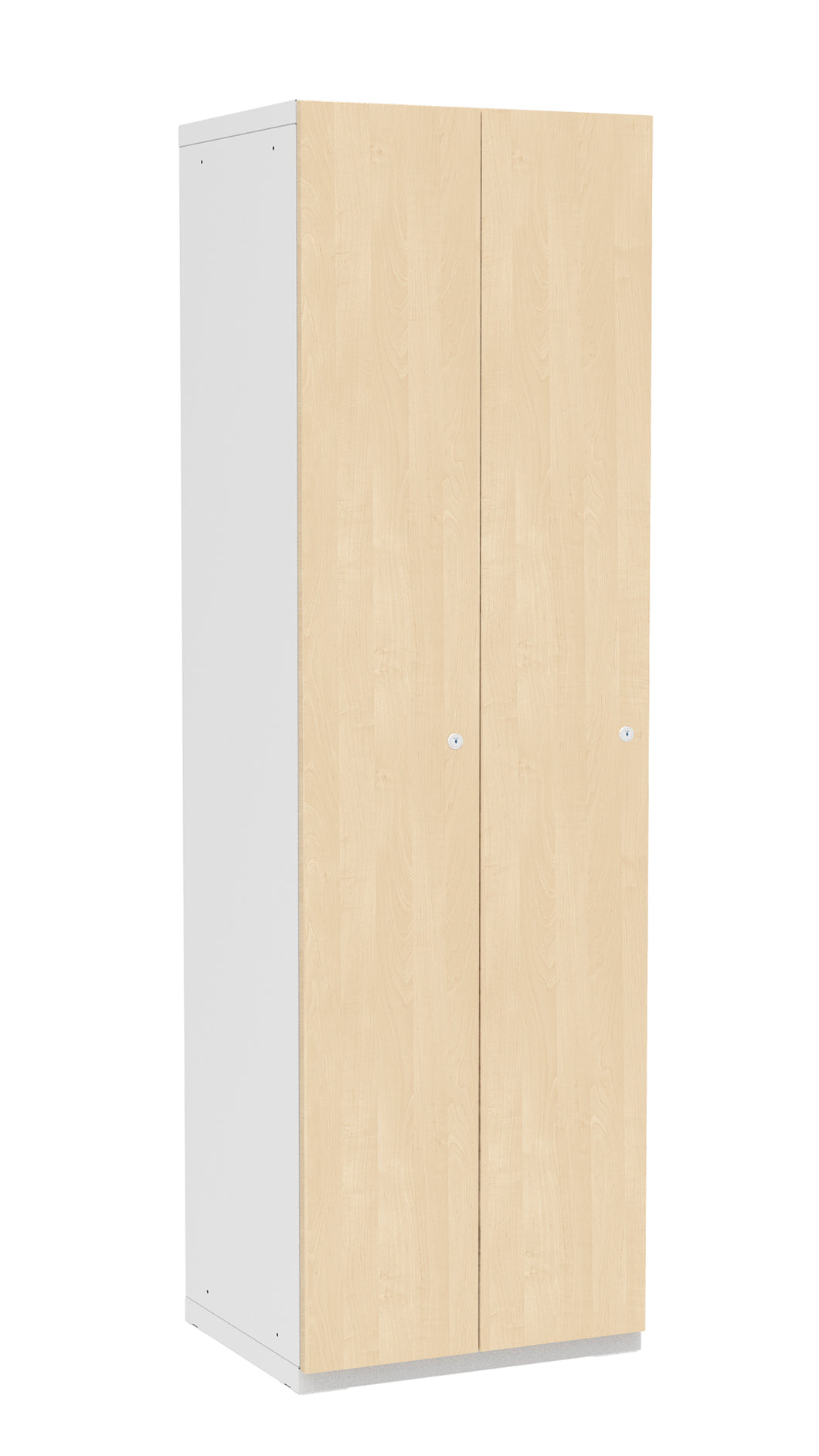 2-teiliger Garderoben-Schrank , Türe: Holz Birke 1715 BS, Farbe Rahmen: Metall grau RAL 7035