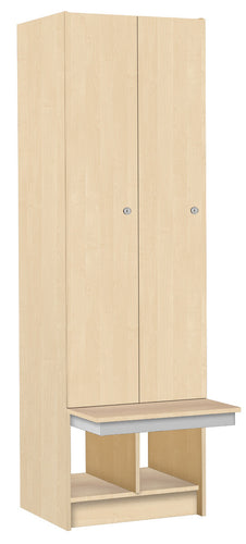 Garderoben-Spind 2-türig mit Sitzbank, Holz: Holz Birke 1715 BS
