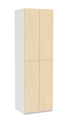 4-teiliger Garderoben-Schrank , Türe: Holz Birke 1715 BS, Farbe Rahmen: Metall grau RAL 7035