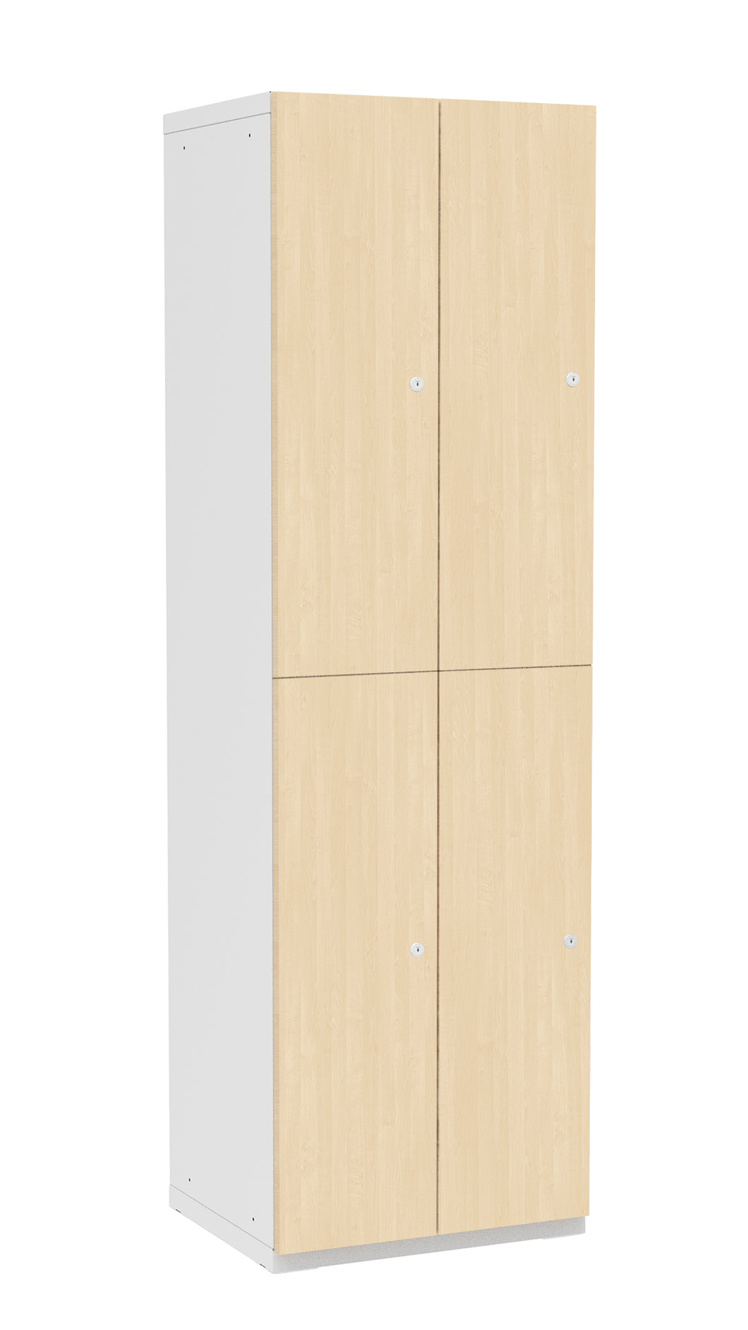 4-teiliger Garderoben-Schrank , Türe: Holz Birke 1715 BS, Farbe Rahmen: Metall grau RAL 7035