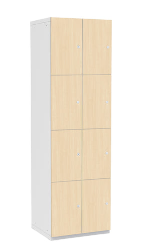 8-teiliger Garderoben-Schrank , Türe: Holz Birke 1715 BS, Farbe Rahmen: Metall grau RAL 7035