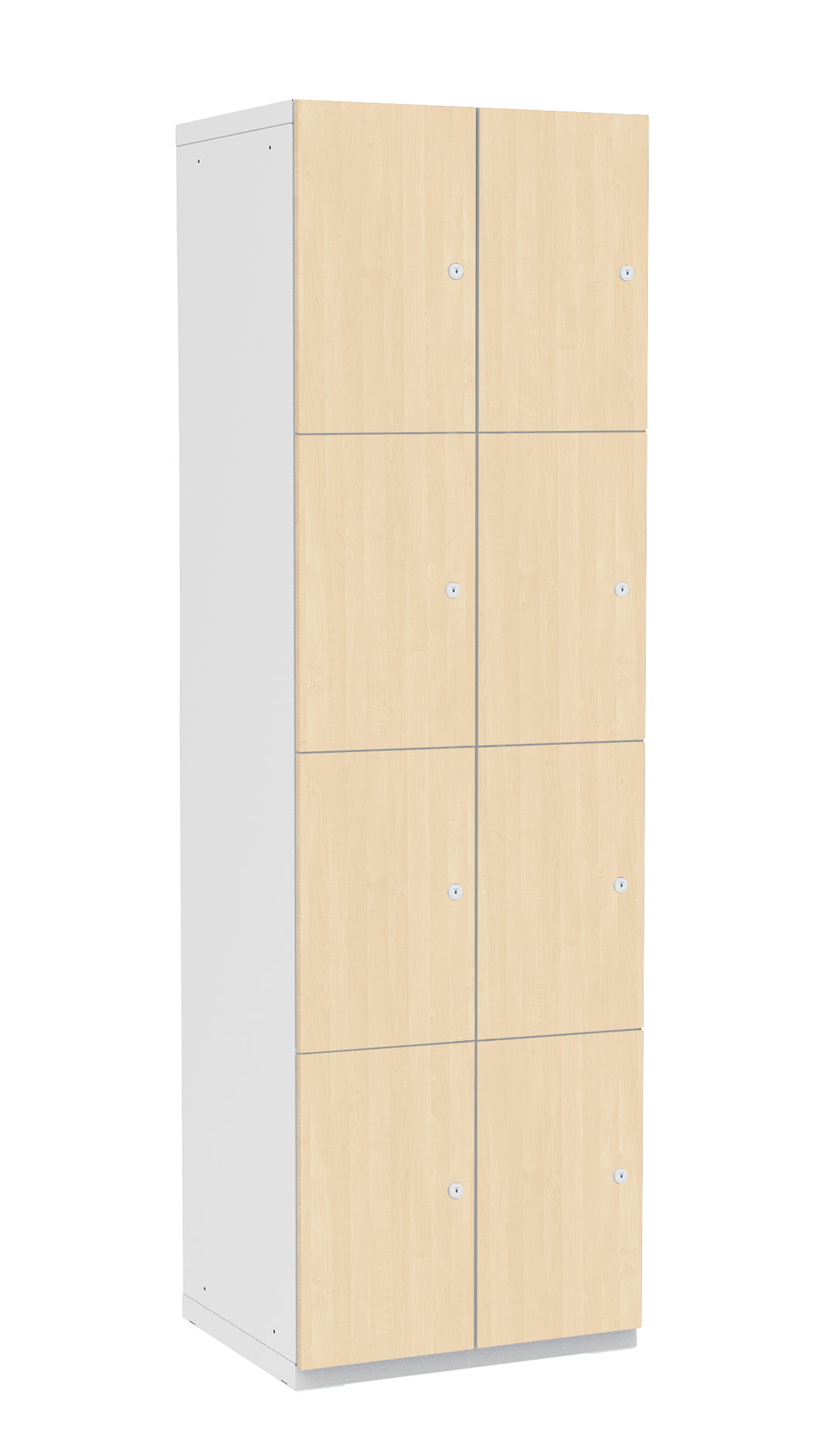 8-teiliger Garderoben-Schrank , Türe: Holz Birke 1715 BS, Farbe Rahmen: Metall grau RAL 7035