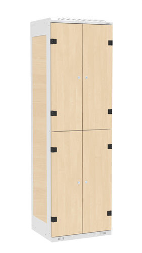 Garderoben-Schrank 4-türig , Türe: Holz Birke 1715 BS, Farbe Rahmen: Metall grau RAL 7035