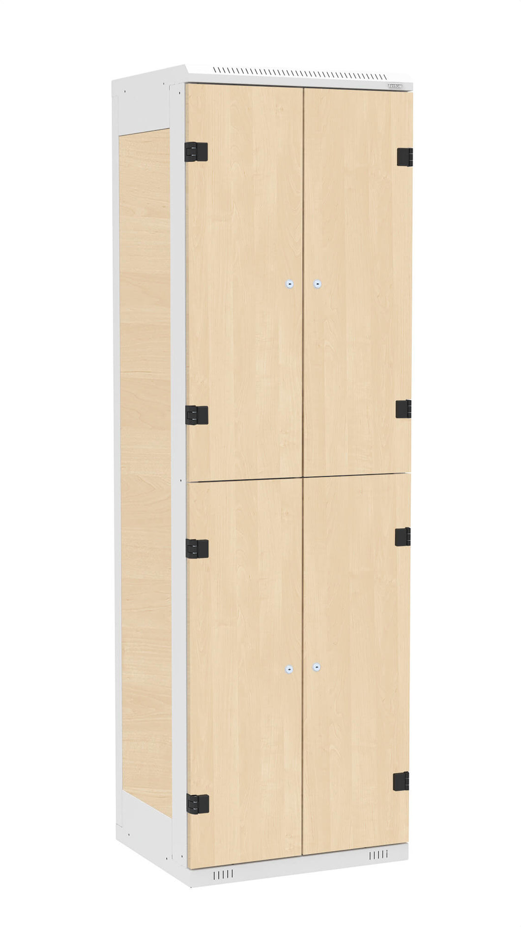 Garderoben-Schrank 4-türig , Türe: Holz Birke 1715 BS, Farbe Rahmen: Metall grau RAL 7035