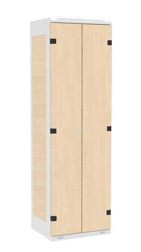 Garderoben-Schrank 2-türig , Türe: Holz Birke 1715 BS, Farbe Rahmen: Metall grau RAL 7035