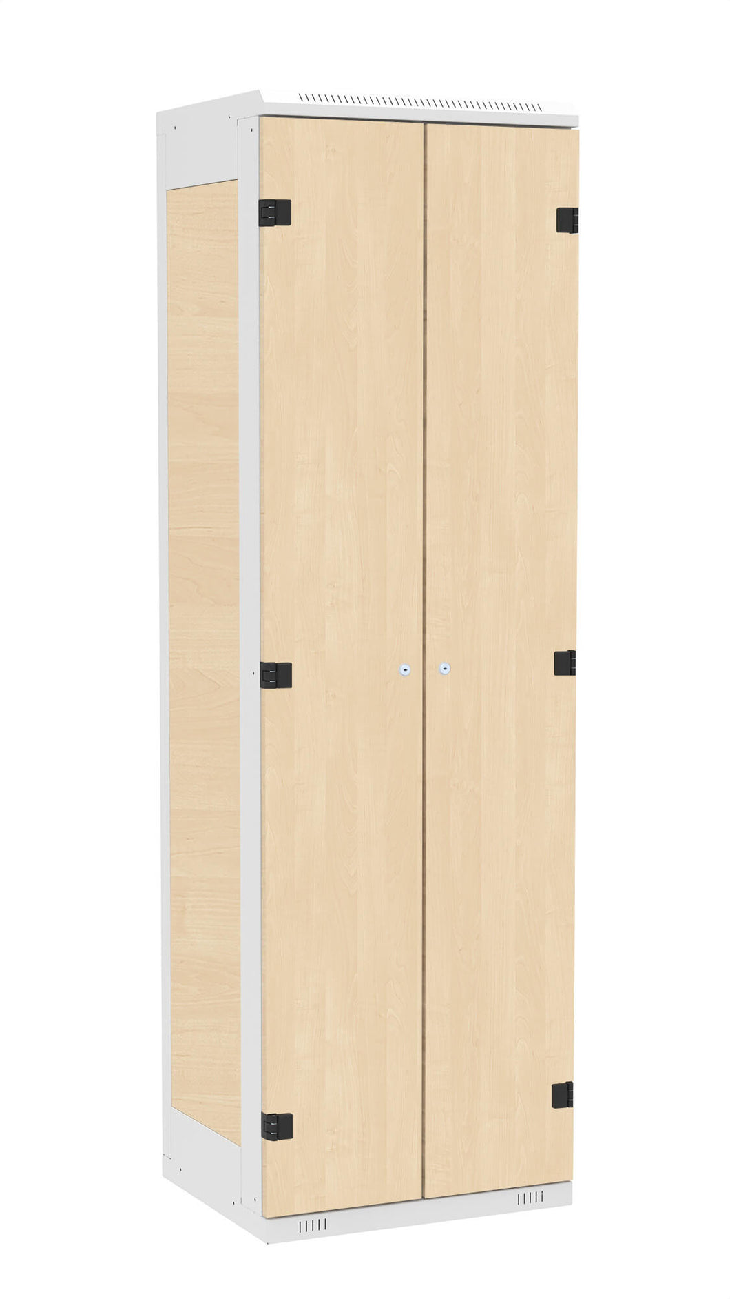 Garderoben-Schrank 2-türig , Türe: Holz Birke 1715 BS, Farbe Rahmen: Metall grau RAL 7035