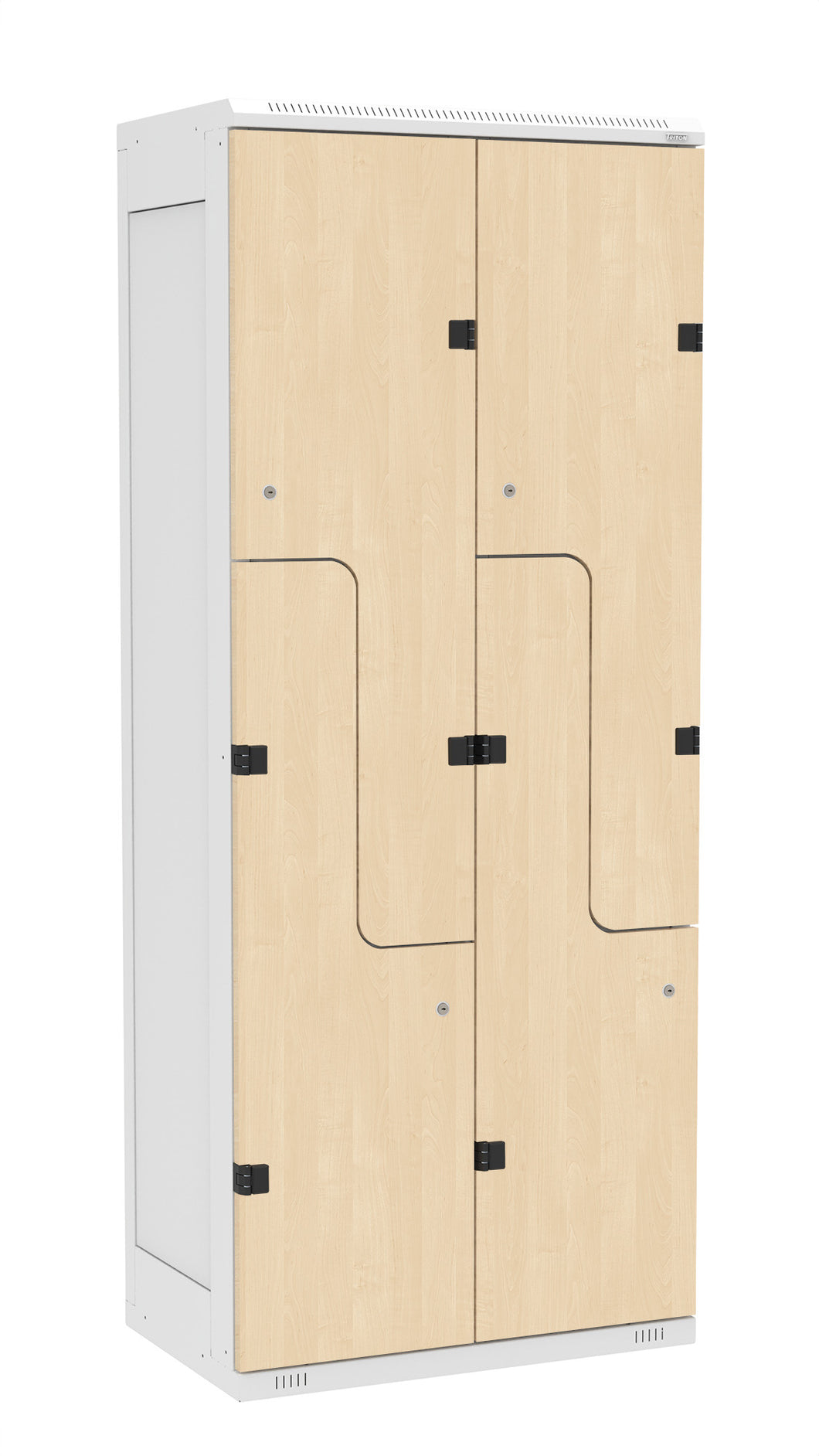 Z - Garderoben-Schrank 4-teilig , Türe: Holz Birke 1715 BS, Farbe Rahmen: Metall grau RAL 7035