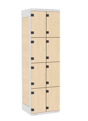 Garderoben-Schrank 8-türig , Türe: Holz Birke 1715 BS, Farbe Rahmen: Metall grau RAL 7035
