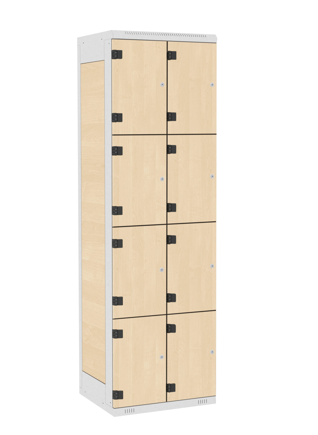 Garderoben-Schrank 8-türig , Türe: Holz Birke 1715 BS, Farbe Rahmen: Metall grau RAL 7035