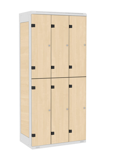 Garderoben-Schrank 6-türig , Türe: Holz Birke 1715 BS, Farbe Rahmen: Metall grau RAL 7035